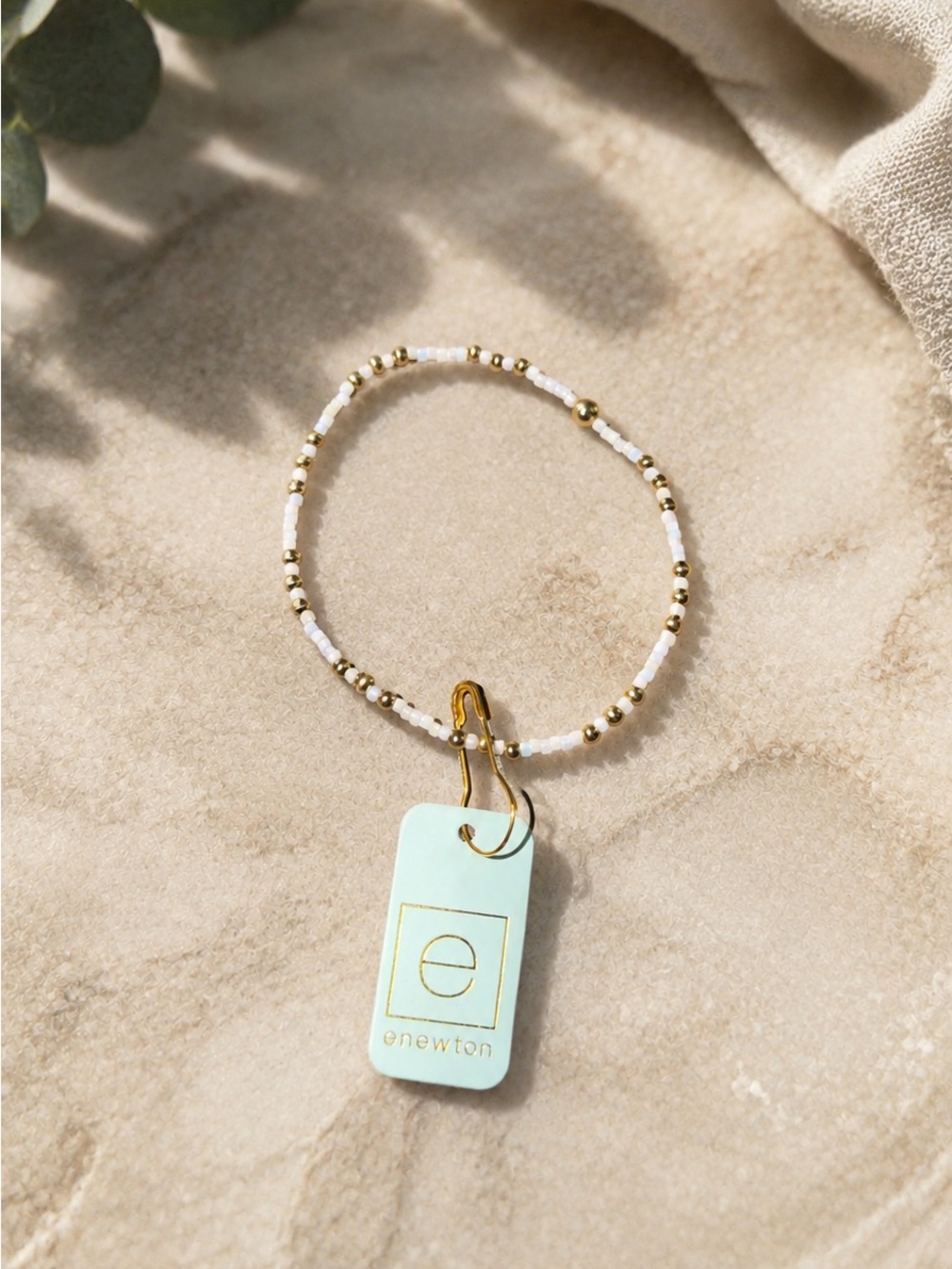 enewton White and Gold Beaded Bracelet